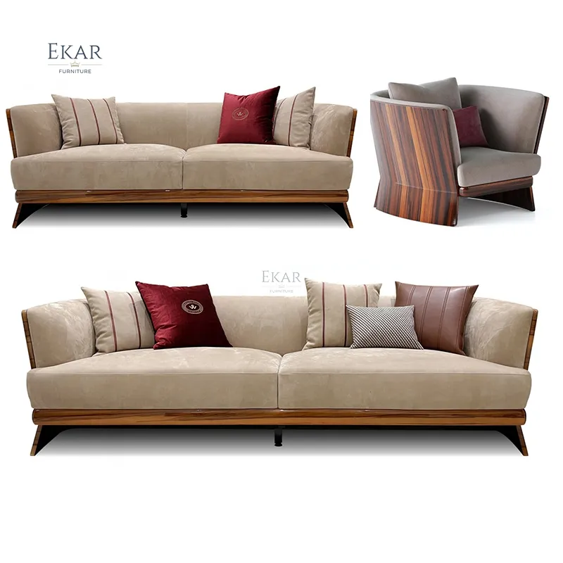 EKAR FURNITURE high quality modern sofa imported fabric leather 1 2 3 seat living room sofa