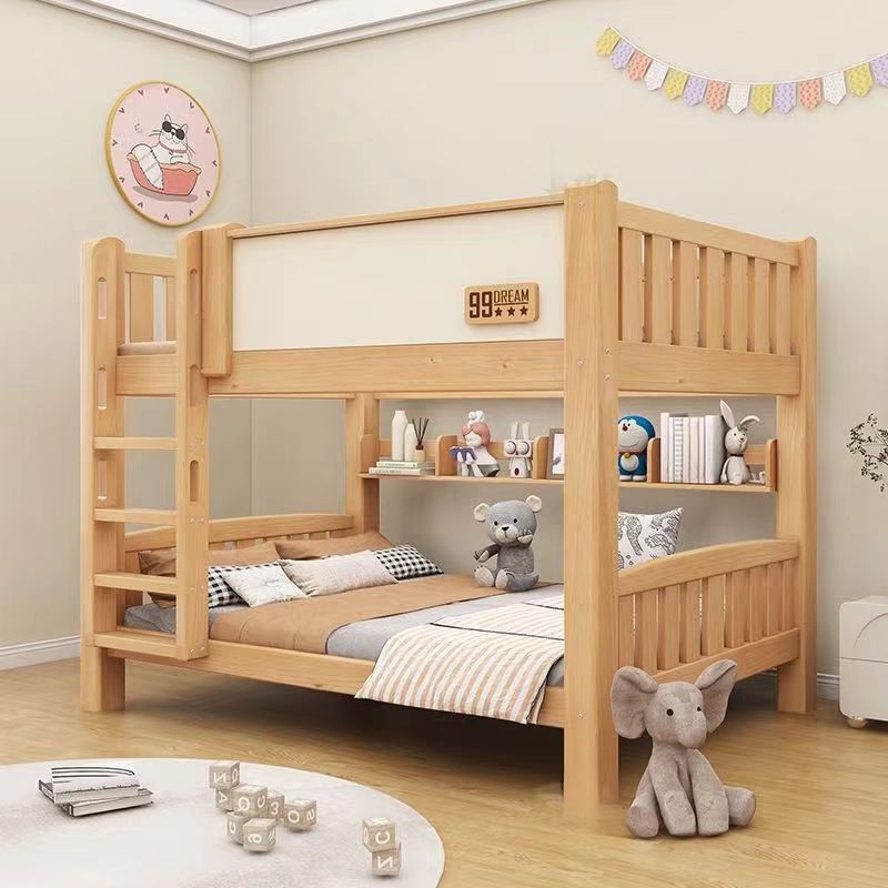 Cama escalera de madera + + estantería + colchón