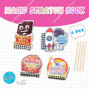 Scratch kitap çikolata roket astronot Unicorn kek dayanıklı dayanıklı dayanıklı dayanıklı kalem karikatür Mini Scratch kitap çocuklar için - Product Image 2