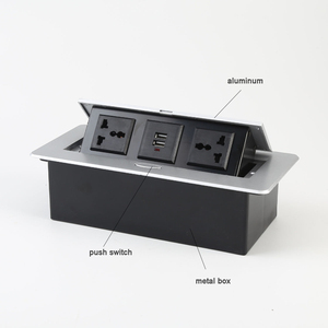 电动隐藏式嵌入式书桌弹出式办公酒店<span class=keywords><strong>USB</strong></span>/TYPE-C充电器250V 10A通用多电源插座黑色银色