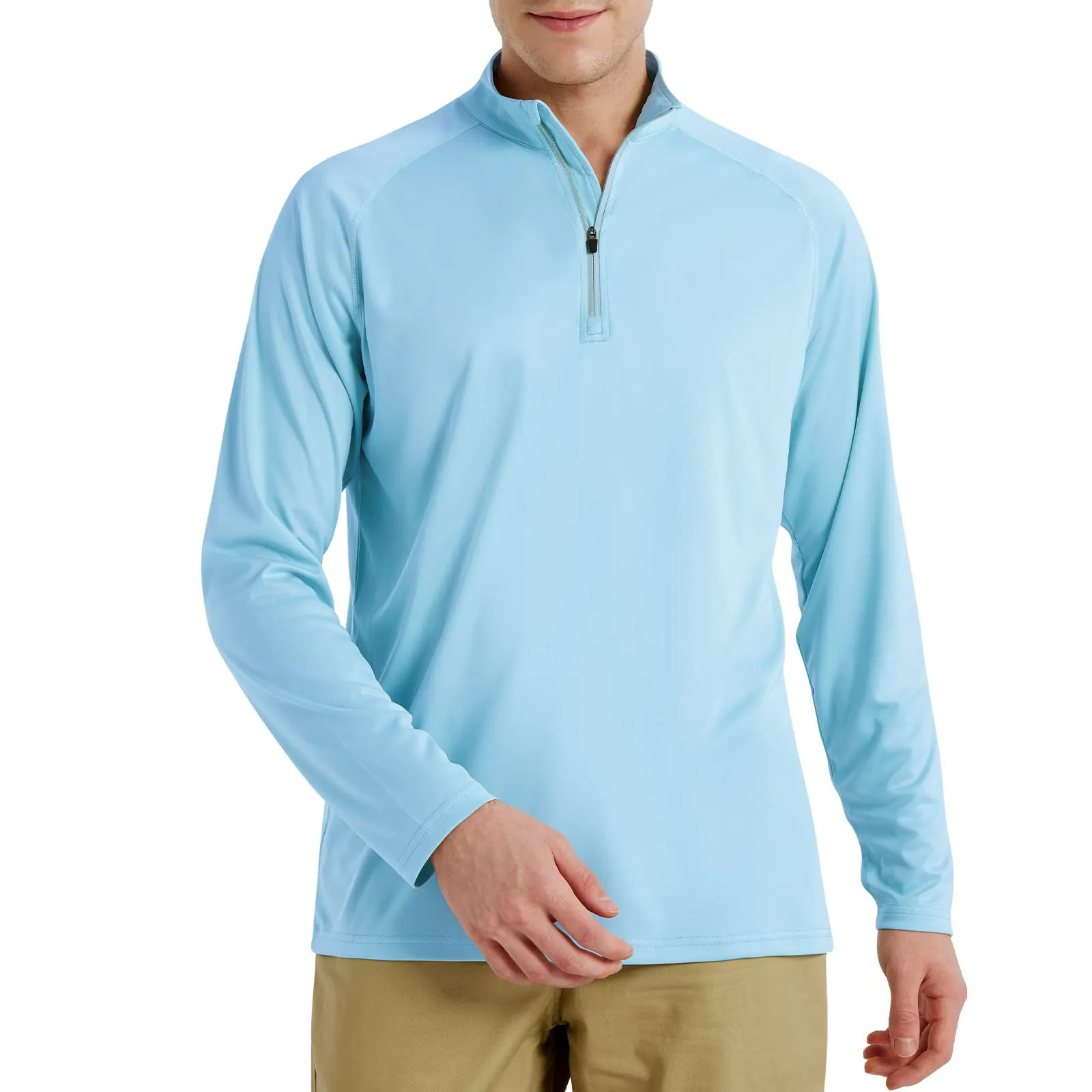 100% Poliéster Tecido Interlock Manga Longa 1/4 Zip Pullover Para Golf Upf 50 Quarter Zip Shirt