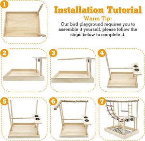 4 Lagen Grote Vogelspeeltuin: 32 "H Houten Papegaai Speelstand Gymstokje Voor Parkieten, Tortelduifjes, Conure, Kleine En Middelgrote Vogels - Product Image 5
