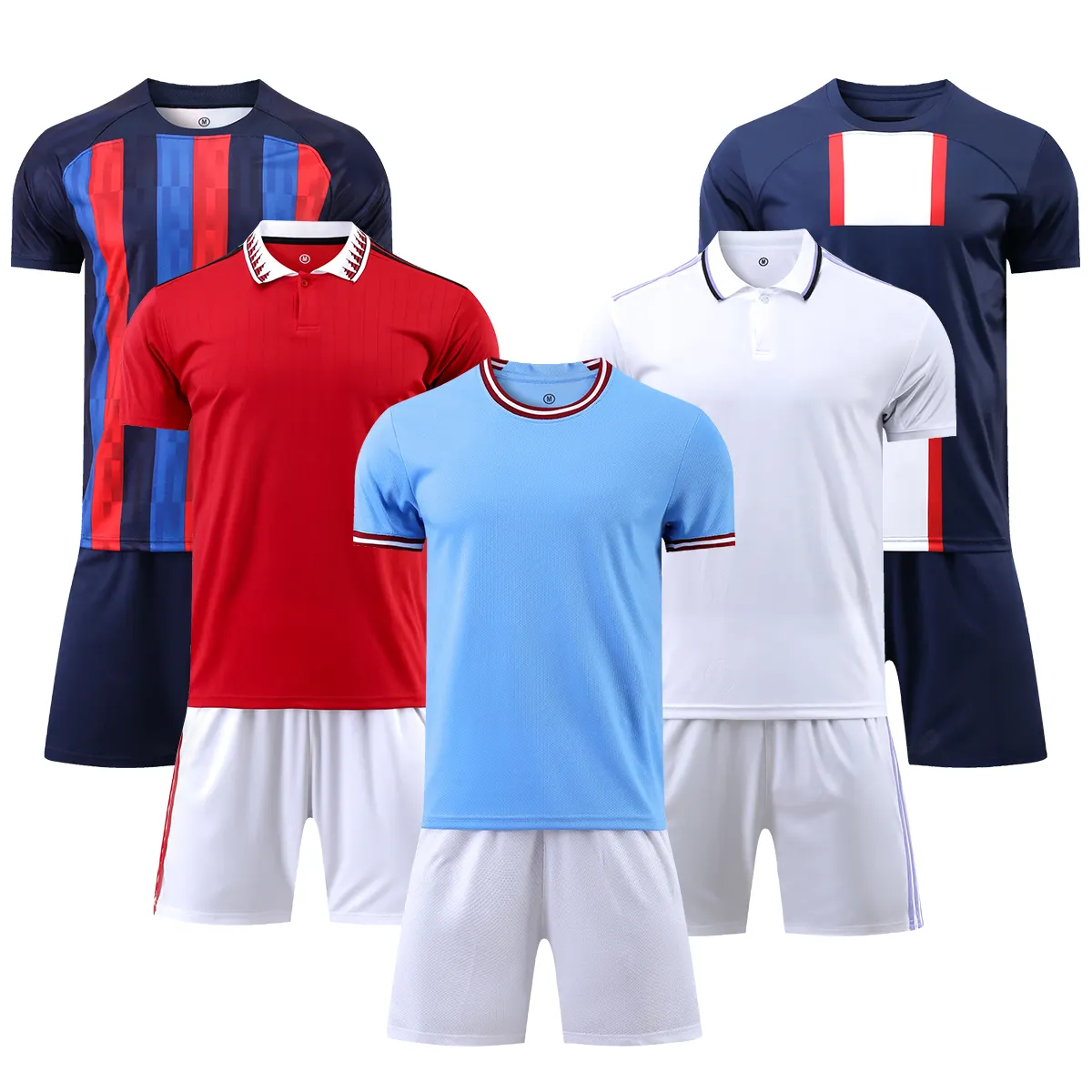 Camisetas de fútbol de alta calidad para hombre, conjunto completo de equipos tailandeses con cuello, rayas rojas y negras, 22/23