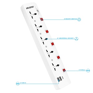 白色5路多功能通用扩展插座2 USB 1 c型电源插座 - Product Image 2