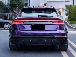 M tarzı kuru karbon ön Splitter dudak arka difüzör çamurluklar Spoiler Audi Q8 RSQ8 için egzoz uç borusu vücut kiti