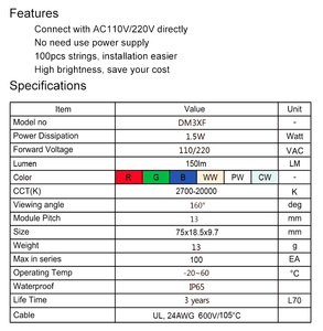 ライトボックスを広告するための高電圧AC220V 110VIP68 LEDモジュール & サイン1.5wLEDライト看板LEDストリップストアフロントライト - Product Image 6