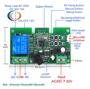 Módulo de interruptor de relé inteligente Zigbee eWelink 1-4 canales AC/DC 7-32V USB RF/APP Control remoto inalámbrico Smart Home Work con Alexa - Product Image 2