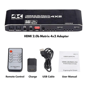 4x2 4K/60Hz HDMI矩阵4进2出HDMI2.0b切换器HDCP2.2分路器光学和L/R音频输出，带遥控器的定标器EDID - Product Image 6