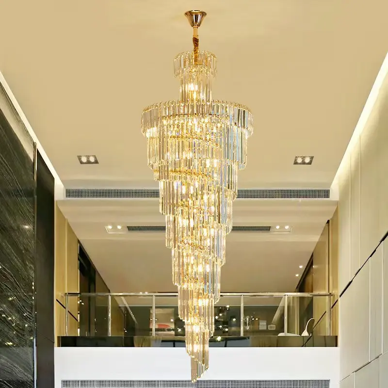 Personalizado contemporáneo clásico diseñador habitación boda decoración colgante luces Led grande moderno lujo oro K9 araña de cristal