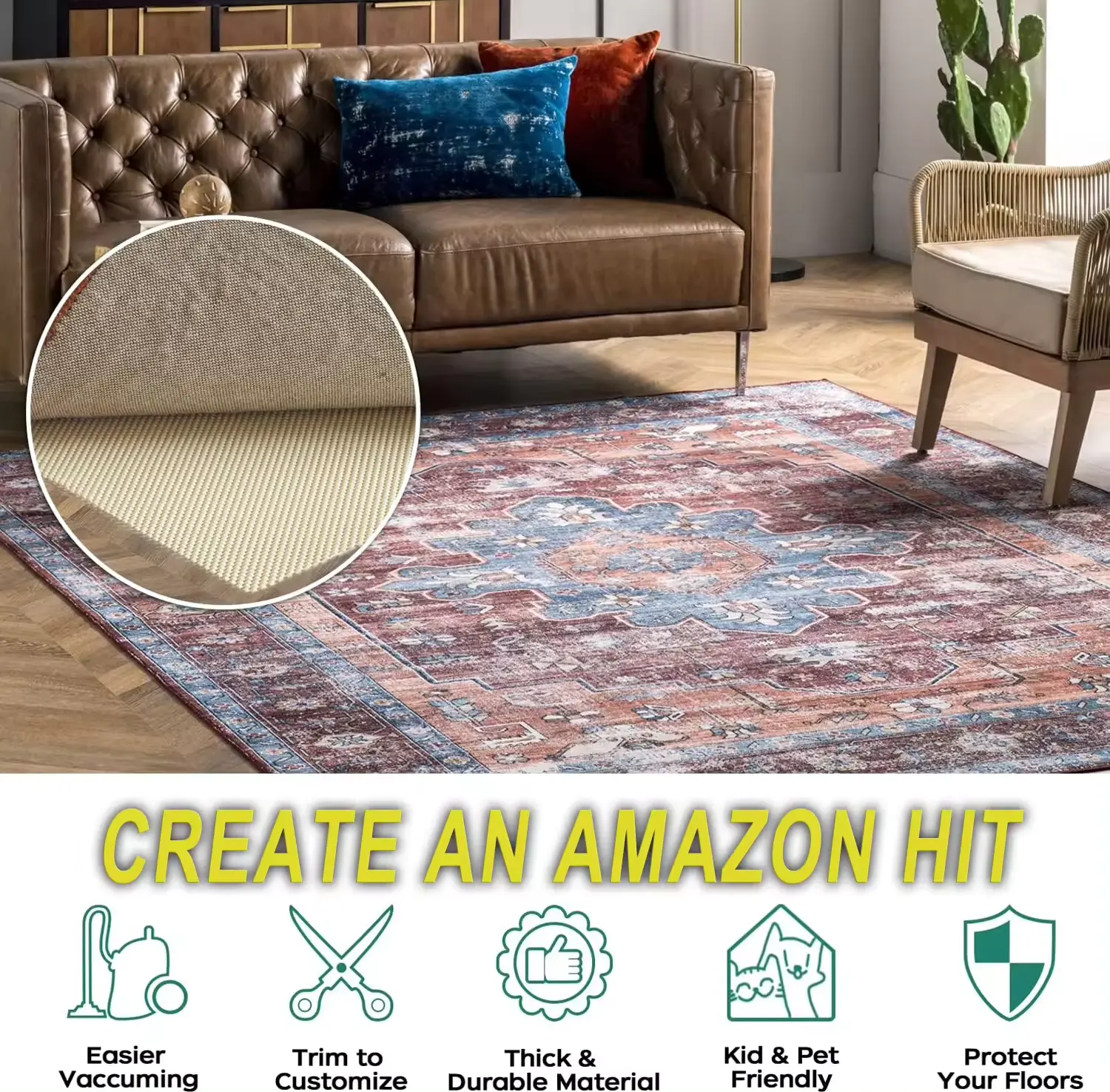 Alfombra antideslizante respetuosa con el medio ambiente, alfombra, rollo de arpillera, acolchado de PVC para cocina, almohadilla para alfombra