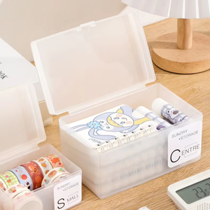 デスクトップ透明プラスチック小型正方形収納ボックス多機能ポータブル名刺整理ボックス - Product Image 3