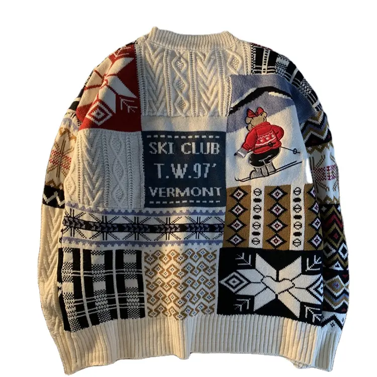 Suéter de punto personalizado para hombre, suéter de Cachemira de lana y algodón, suéter de cuello redondo para hombre, suéteres para hombre