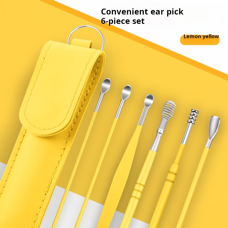 Leather bag - yellow - 6-piece set