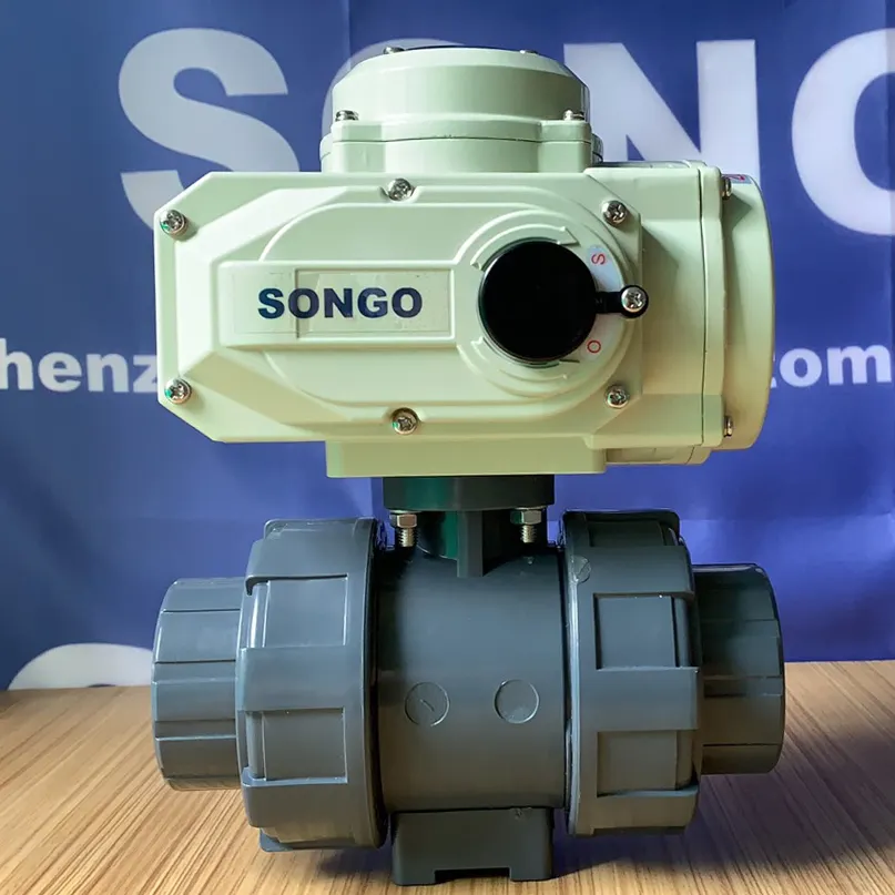 SONGO dn50 2 inch 12V 24v on/off type Motorized Actuator UPVC Plastic Control 2 way electric ball valve 230v