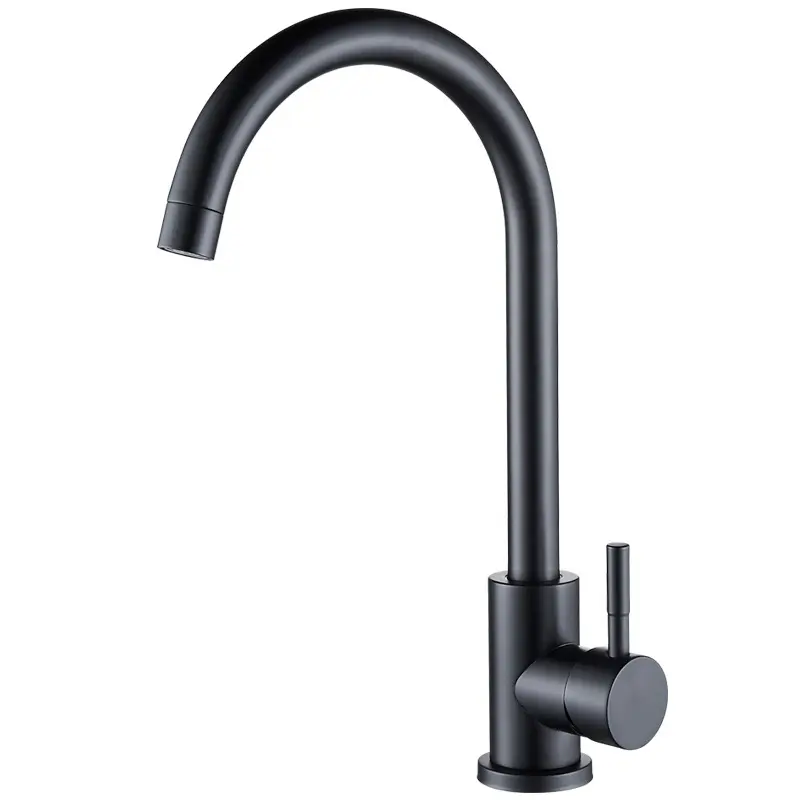 Stainless steel kitchen hot and cold water faucet stainless steel baking paint large bending drawing seven-figure sink mixed wat