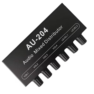 AU-204 Stereo <strong>Audio</strong> Mixer Distributor Signal Selector Switcher 2 <strong>Input</strong> 4 <strong>Output</strong> Aux 3.5 MM Individually Controls Amplifier - Product Image 5
