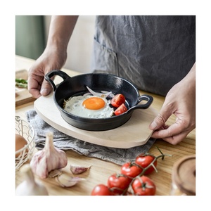 Nonstick כלי בישול סטים יצוק ברזל פהיטה צלחת עם עץ מגש סיר ומחבת