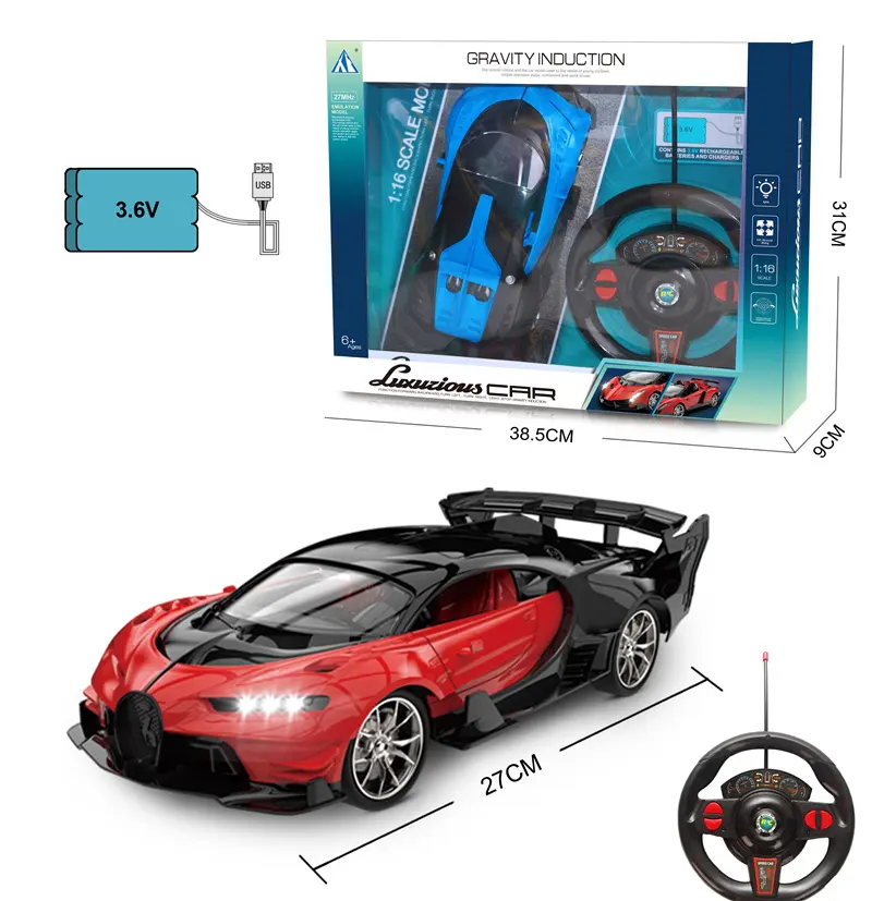 Scala 1:16 RC Drift Racing Stunt Car Game Toys Gravity Induction Charging giocattolo per auto telecomandato a 4 canali con luci