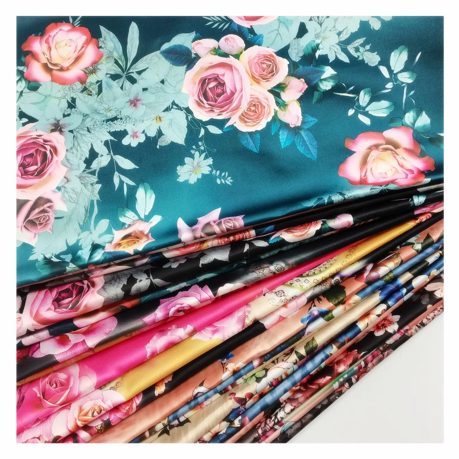 Impression Polyester Spandex Satin Tissu Tissé Personnalisé Floral Numérique Satin Tela Tissu Imprimé Pour Robe