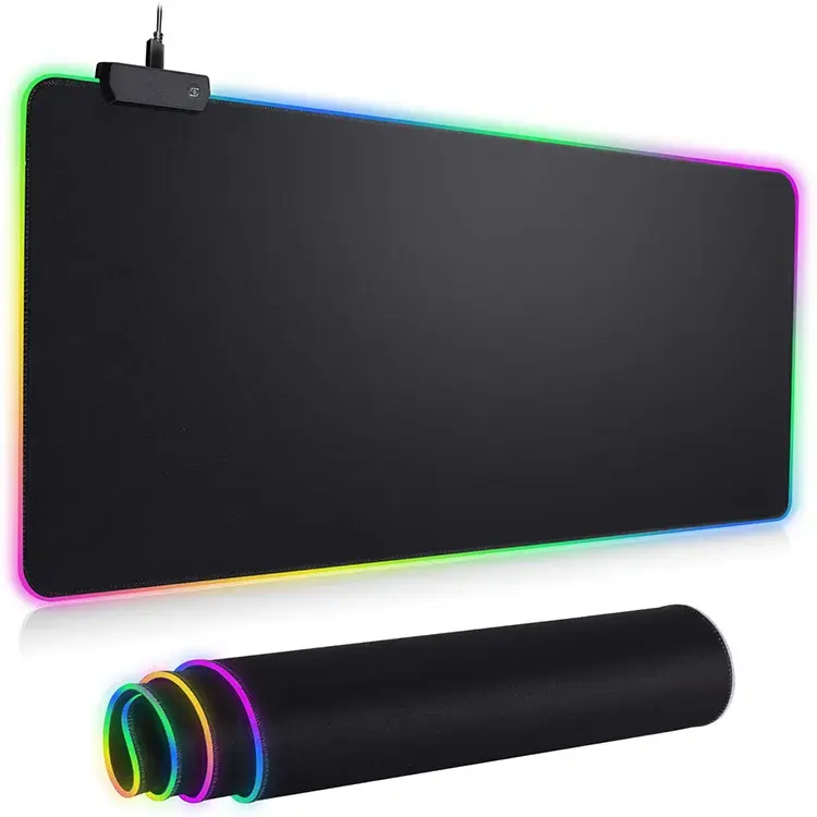 Pad Tetikus RGB Logo Kustom Kualitas Tinggi Mauspad LED Besar Bantalan Tetikus Bercahaya Pad Keyboard Gaming