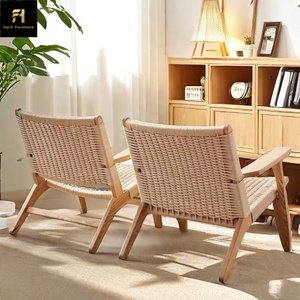 Sillas tejidas de ratán cómodas de estilo moderno, marco de madera, muebles de sala de estar, reposabrazos de habitación, silla reclinable trasera