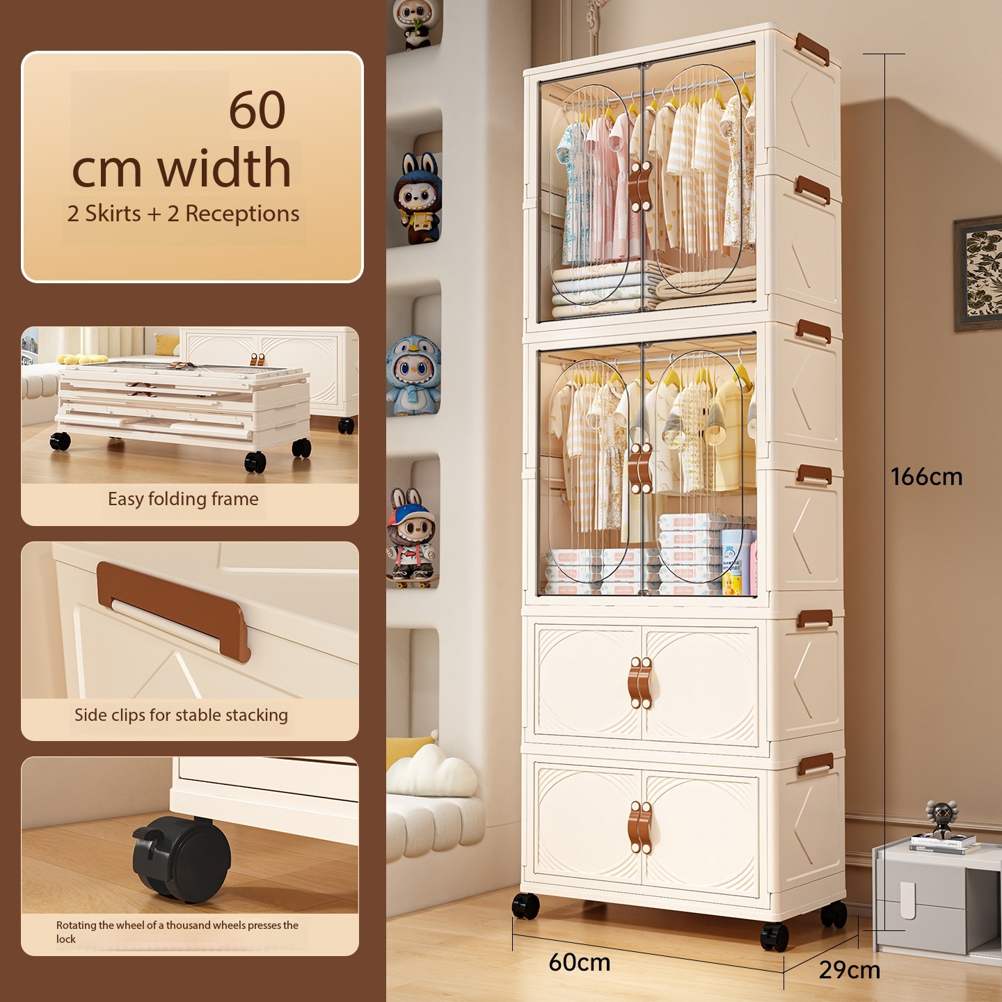 Armoire blanche à 2 étages + boîte de rangement à 2 étages