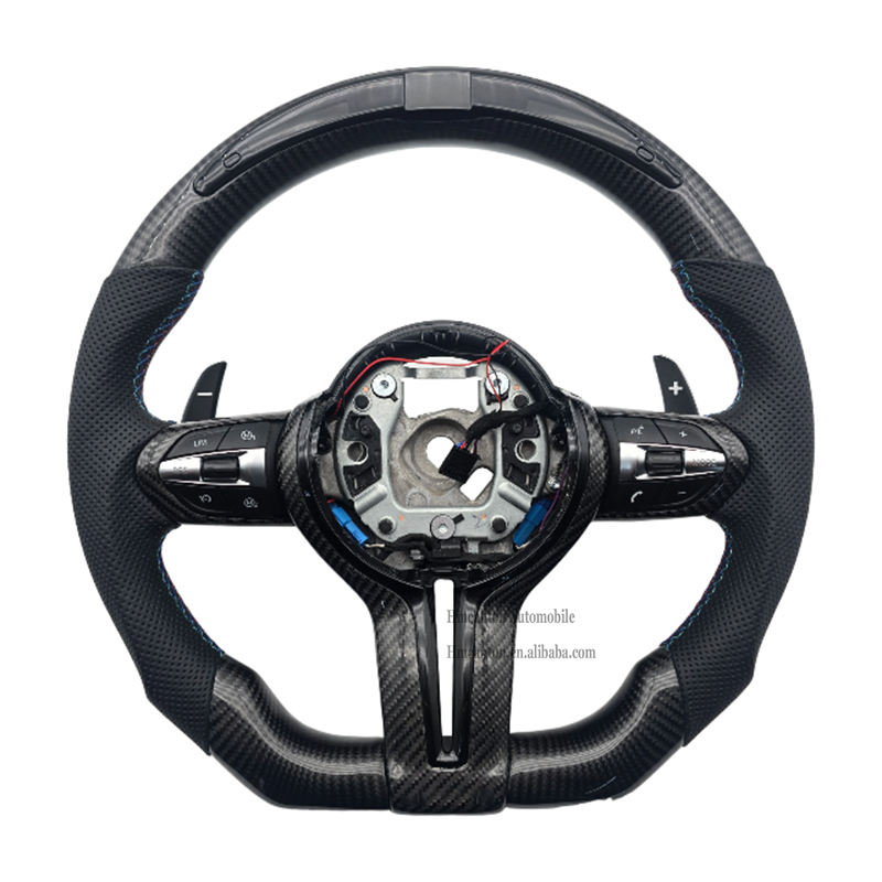 X5 F15+Carbon+Leather+LED+blu Stitch+Button+Paddle