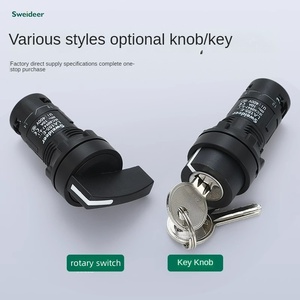 Hot Selling 22mm Self-<strong>Reset</strong> 3 Poles Rotary <strong>Switch</strong> with Key 2 Gear Power Knob <strong>Push</strong> <strong>Button</strong> <strong>Switches</strong> for Equipment - Product Image 2