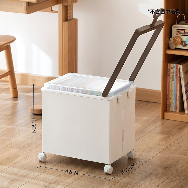 White - with wheels and cover - brown pull rod
