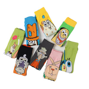 Toptan yüksek kaliteli çizgi film karakteri Anime mürettebat çorap nefes elastik sünger Bob Sandy yanaklar <span class=keywords><strong>Sheldon</strong></span> J. Plankton çorap