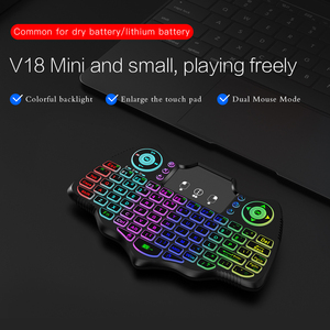 Nuevo Mini teclado inalámbrico V18 2,4G BT Touch 7 colores retroiluminado inglés Air Fly Mouse teclado para Android TV Box PC - Product Image 2
