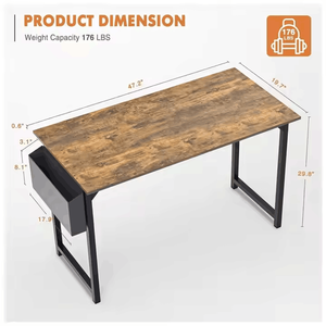 Wooden Office <strong>Table</strong> With 3-tiers Storage Shelves <strong>Computer</strong> Pc Laptop Desk Study <strong>Table</strong> Workstation With <strong>Three</strong> Drawers - Product Image 2