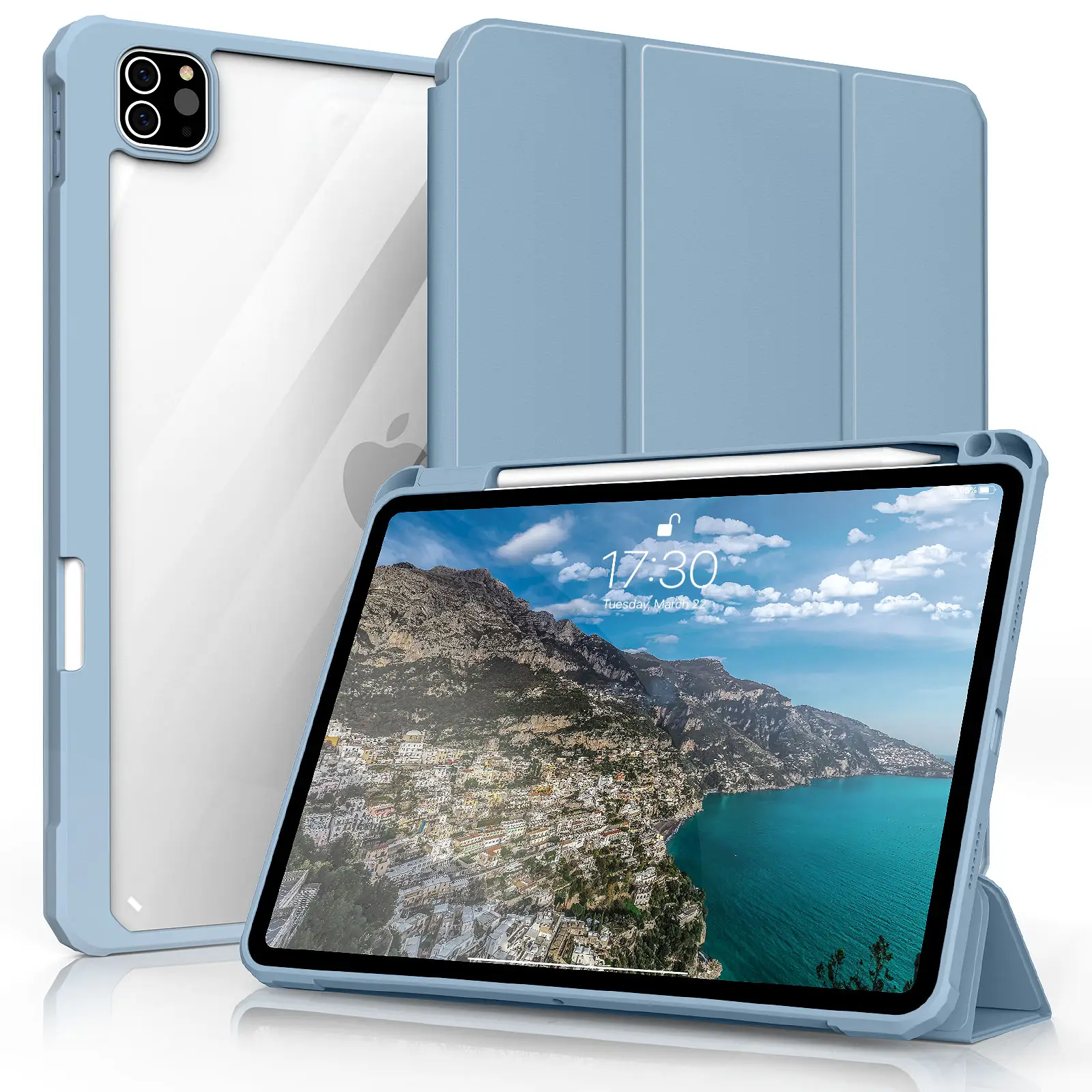 Casing Tablet Pelindung Pintar Ultra Tipis Desain Baru untuk iPad Mini 6 dengan Pemegang Pena Akrilik Transparan Belakang untuk iPad Mini 6