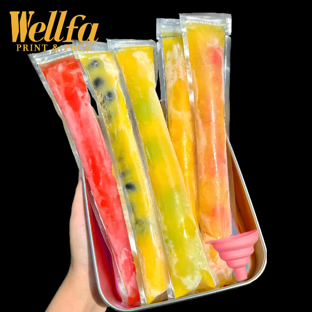 Sac rõ ràng tùy chỉnh in Nhiệt Con dấu dây kéo nước ép trái cây đóng băng PE nhựa Popsicle Túi Ice Pop Lolly bao bì túi