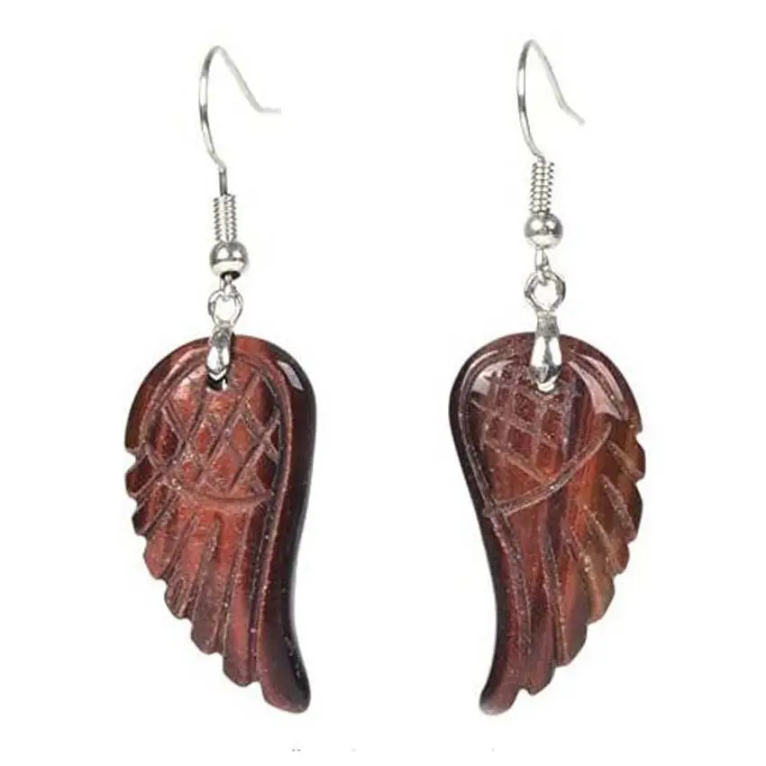 Y nuova vendita di pietre preziose naturali curative Reiki Chakra fatti a mano con ali d'angelo orecchini pendenti