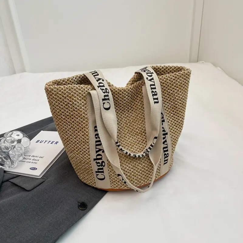 Ladies shoulder Hand Bags Fashion Popular Woven Handbags Girls Shopping French Straw Basket Beach Bag