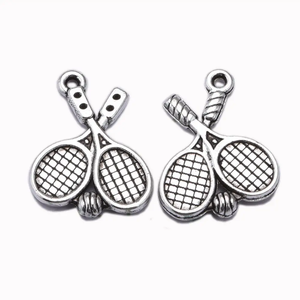 Men quyến rũ Vợt Tennis Antique bạc màu mặt dây làm D I Y handmade nhà máy đồ trang sức bán buôn