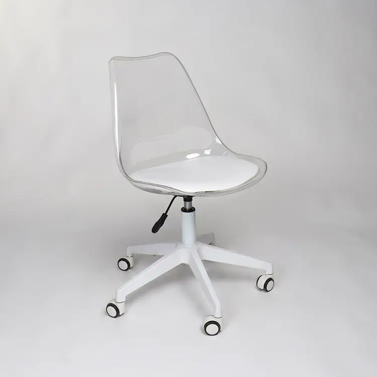 Cadeira giratória acrílica para computador, cadeira elevatória com rodas, cadeira de escritório para uso em escritório