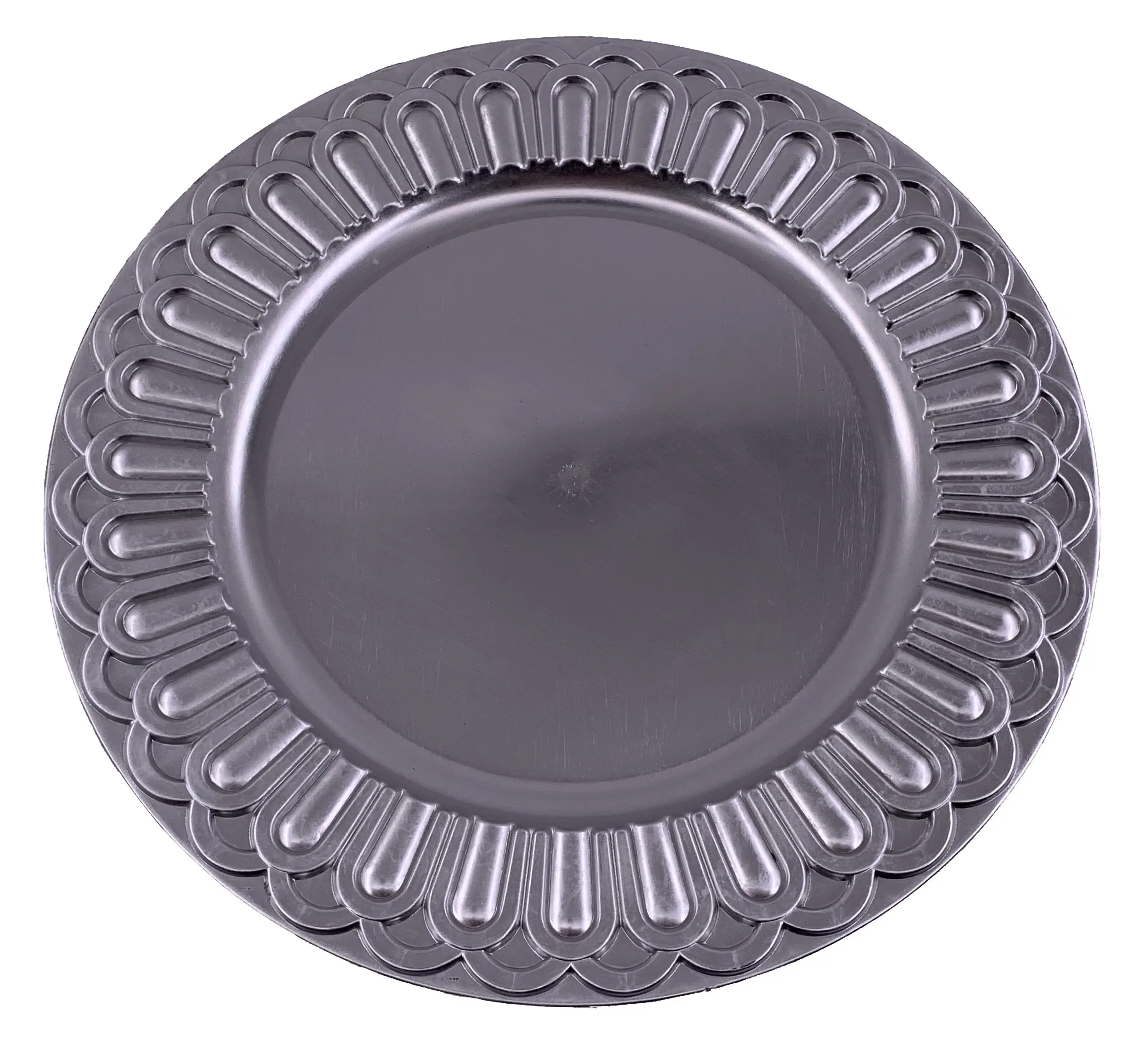 JJ – chargeur d'assiettes en argent avec bord martelé, 13 pouces, plastique rond, chargeur pour assiettes, chargeurs de dîner, vente en gros