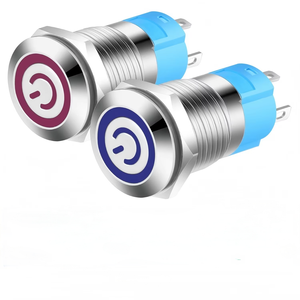 IP65 impermeabile 12mm interruttore a levetta a LED 12V-24V 3A alimentazione aperta SPST metallo interruttore a pulsante presa per cavo spina elettronica - Product Image 1