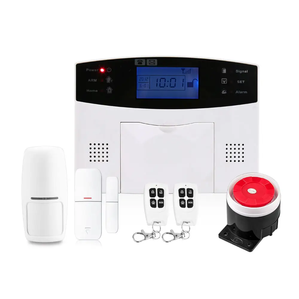 GSM Home Security Système d'alarme anti-effraction avec sirène, capteur de porte et détecteur de mouvement PIR