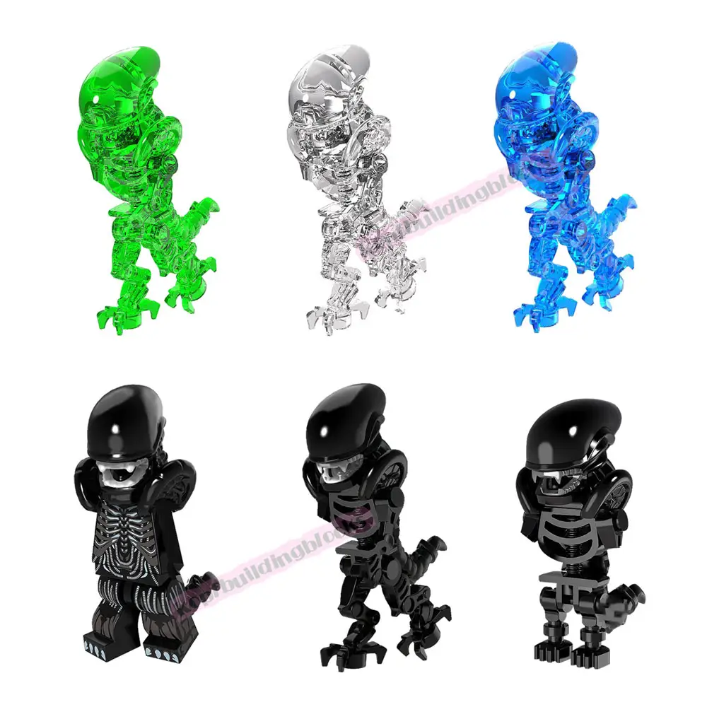 Famoso film mostro scheletro alieno xenomorfo Mini Action Figure assemblare blocchi di costruzione ABS plastica giocattolo da collezione