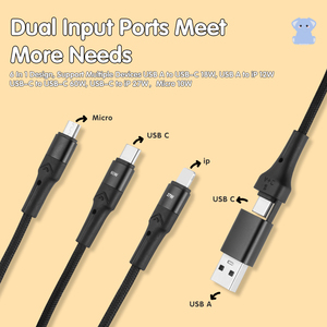 Forma de animal única 6 en 2 60W Cable de carga rápida Teléfono móvil reutilizable Mutli Entrada dual C a C Cable DE DATOS USB - Product Image 3