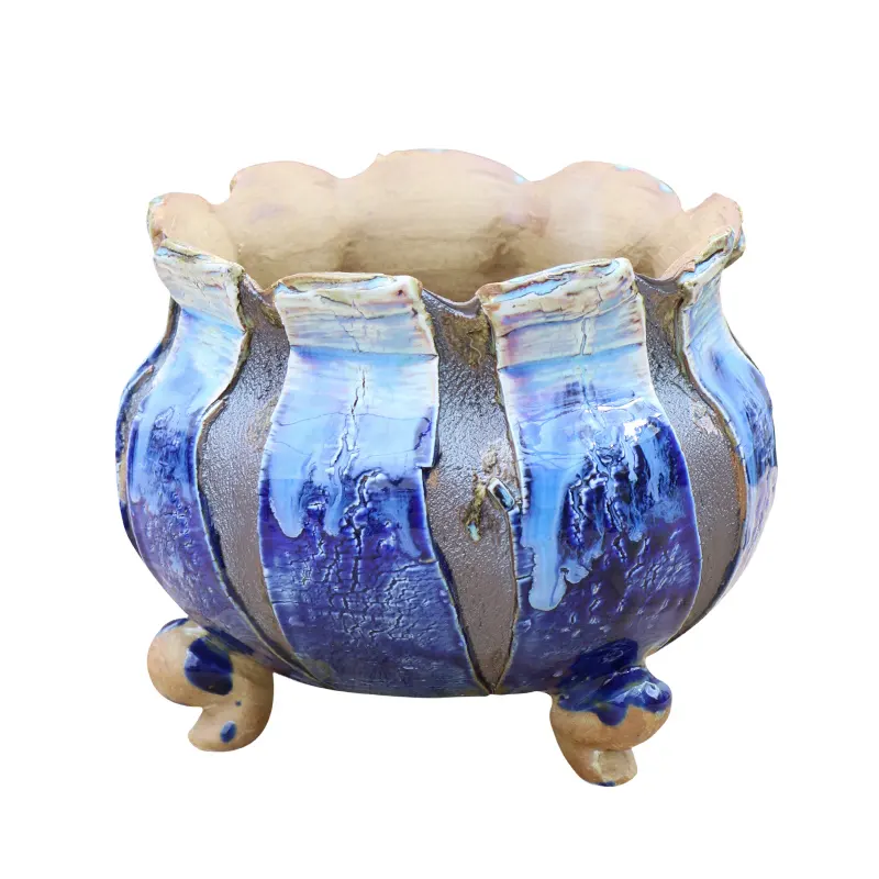 Bonsai vasos de argila artesanal, grande pote de bonsai vitrificado cerâmica jardim potes para suculentas