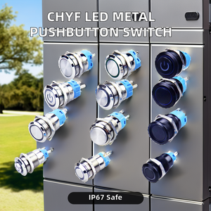 CHYF IP67 illuminato interruttore a pulsante in ottone a LED 16MM 19MM 5 Pin 3A 220V AC/DC struttura elettronica 1 no1nc funzione On/Off - Product Image 2