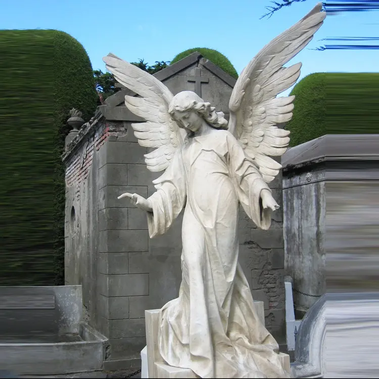 Grandi angeli da giardino cherubini statue in marmo bianco angelo con ali sculture in pietra