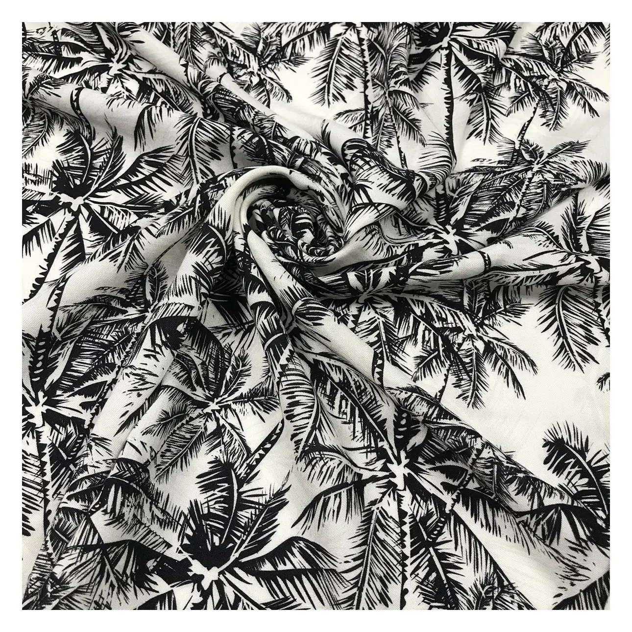 الجملة الساخن بيع الاستوائية شجرة جوز هند صناعية للزينة تصميم هاواي نمط الطباعة الرقمية رايون رجل قماش فيسكوز قمصان للملابس