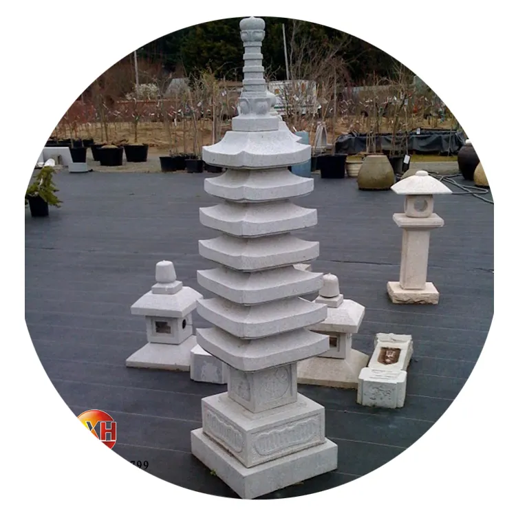 Lanterne de pagode en pierre, ornements décoratifs extérieurs, jardin en granit naturel, sculptée à la main, Style japonais, 7 niveaux, ornements