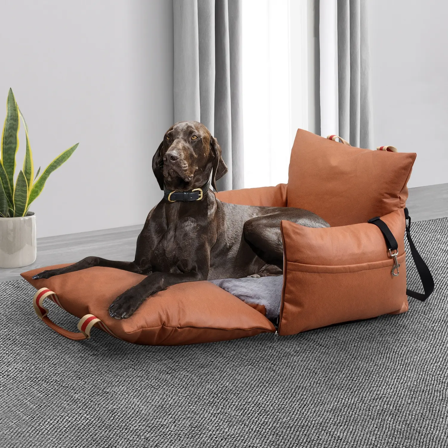 Asiento de coche de lujo para perros, cama de viaje extraíble y lavable, resistente al agua, con logotipo personalizado