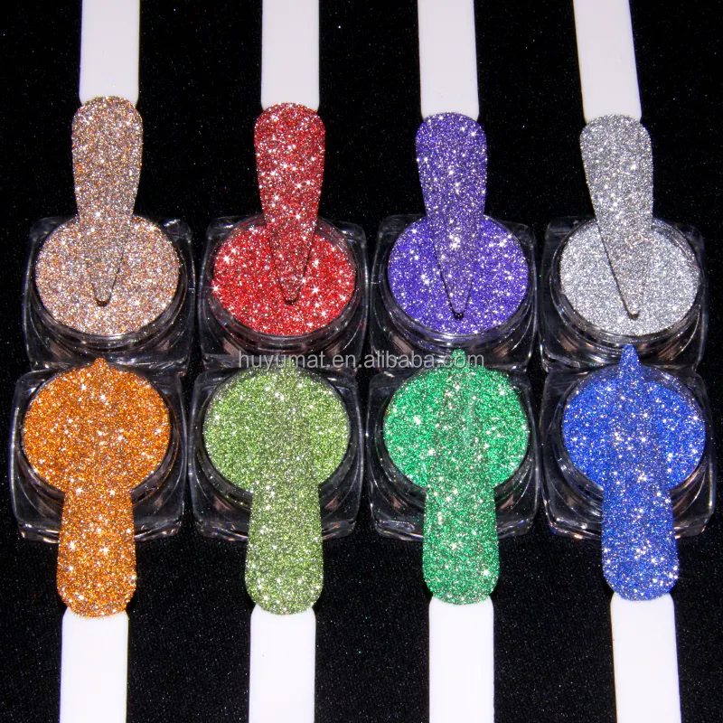 Set 8 Warna Bubuk Kristal Prisma Berlian Glitter Kuku Art Berlian Prisma Bubuk Kristal